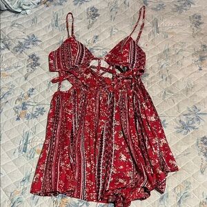 Angel Biba Red Floral Jumpsuit
